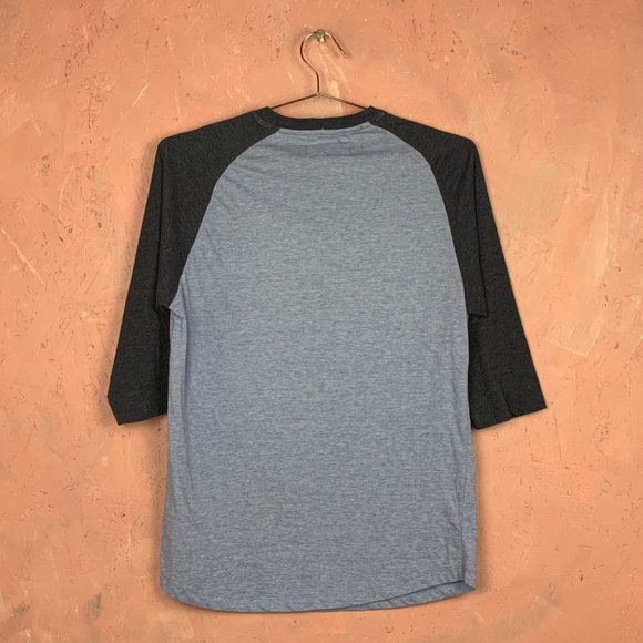 Blue Baseball Tee / 3/4 Sleeve Baseball T-Shirt / Men's Medium Baseball T-Shirt - Picture 3 of 3